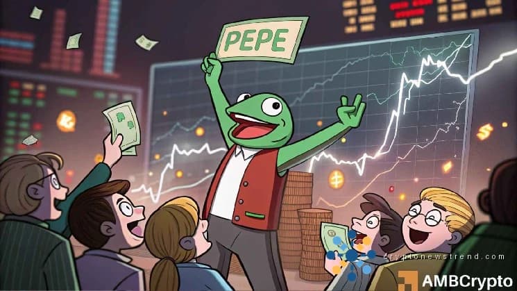 基于 Meme 的加密货币 PEPE 飙升两位数，打破了投资者热潮中价格停滞的局面
