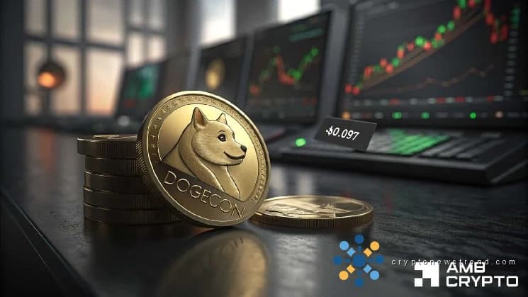 Вмешаются ли покупатели, когда цена Dogecoin приблизится к зоне спроса в $0,097 после роста на 40%?