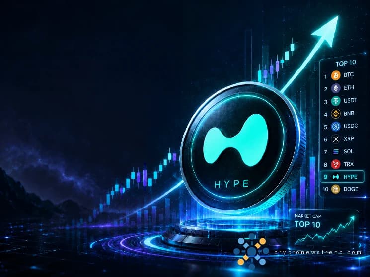 Hyperliquid HYPE erreicht die Top 10, da die Marktkapitalisierung 16 Milliarden US-Dollar übersteigt