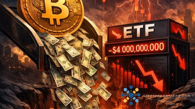 Bitcoin Drops Below $66,000 Amid Mounting ETF Outflows, $4B Withdrawn In 12 Days
